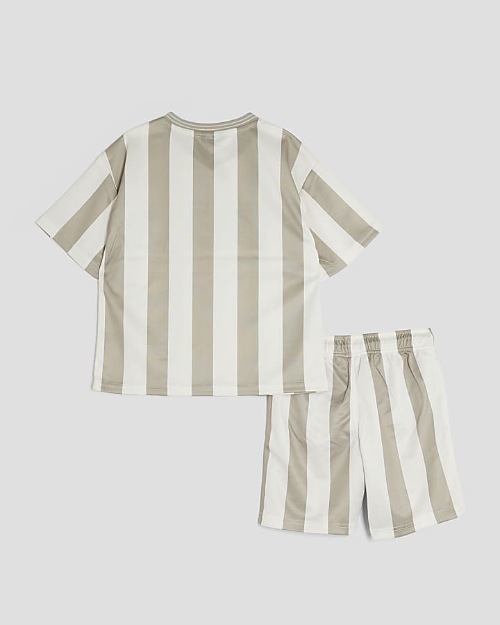Boys Green Stripe T-shirt And Shorts Set