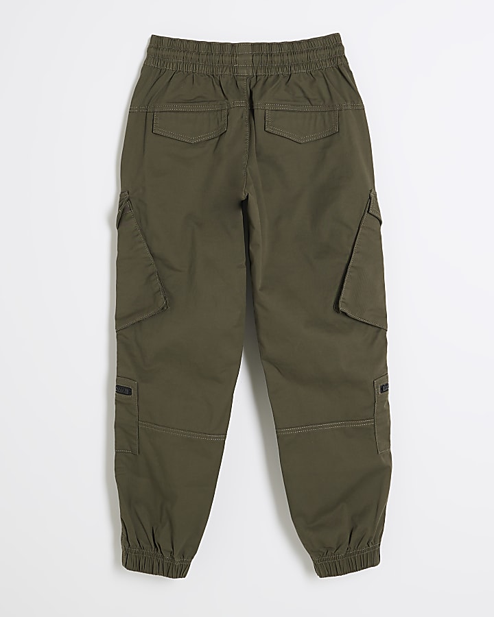 Boys Khaki Zip Front Pocket Cargo Joggers