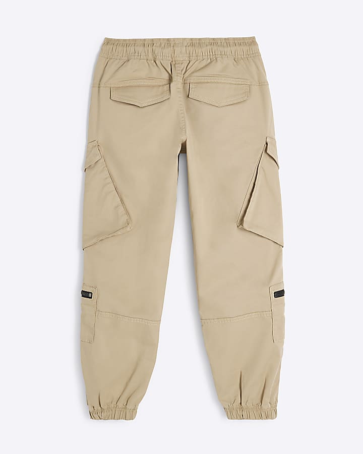 Boys Stone Zip Front Pocket Cargo Joggers