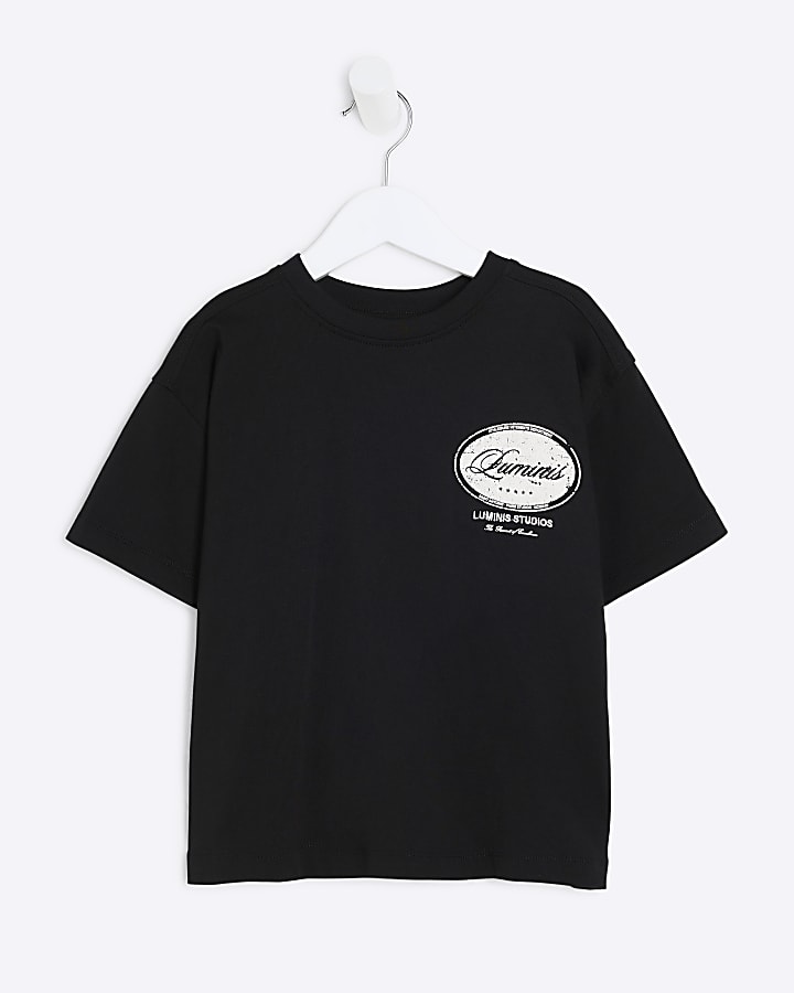 Mini Boys Black Circular Luminis T-Shirt