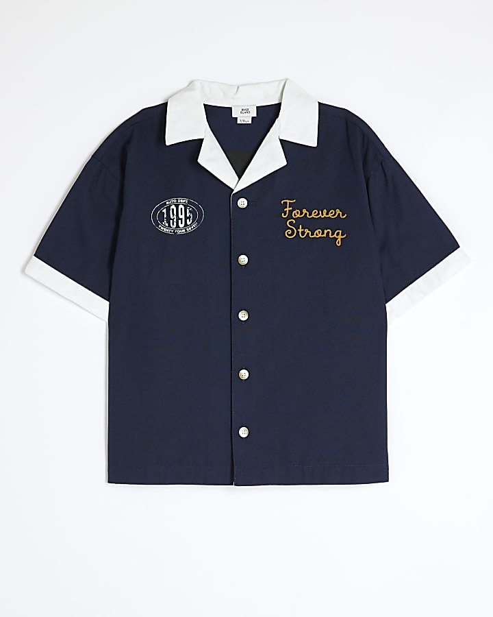 Boys Navy Embroidery Eagle Shirt