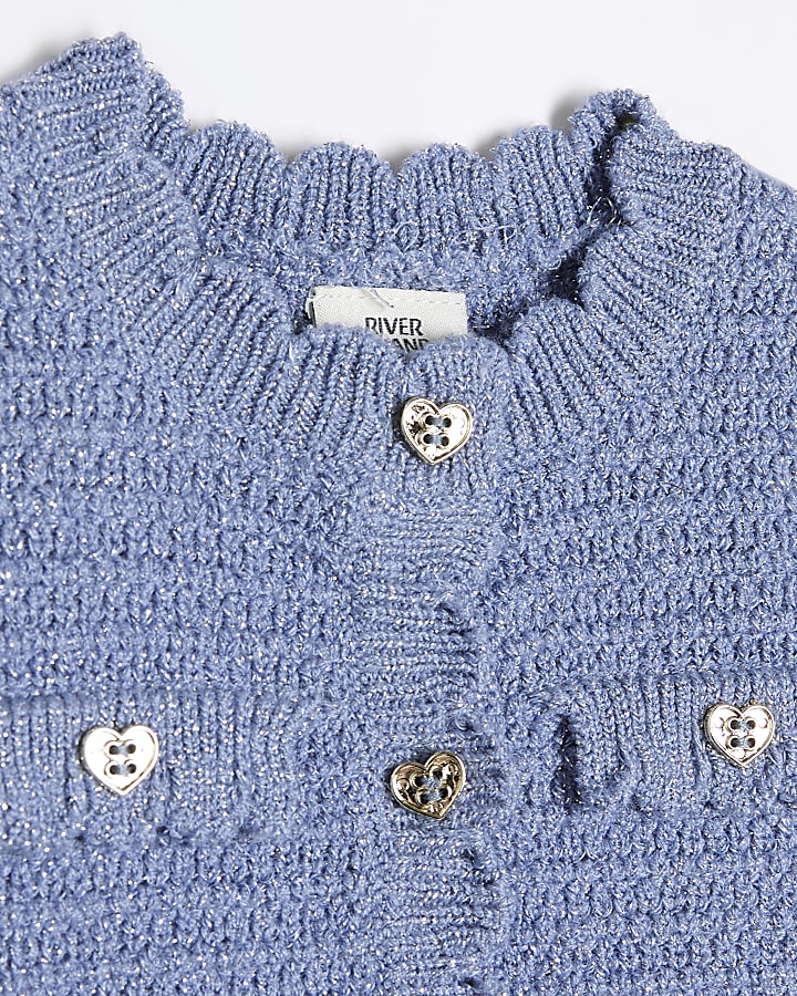 Baby Girls Blue Short Sleeve Cardigan Set