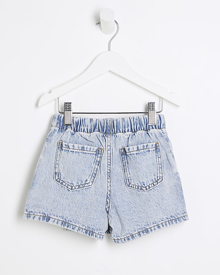 Mini Girls Blue Denim Pleated Skort