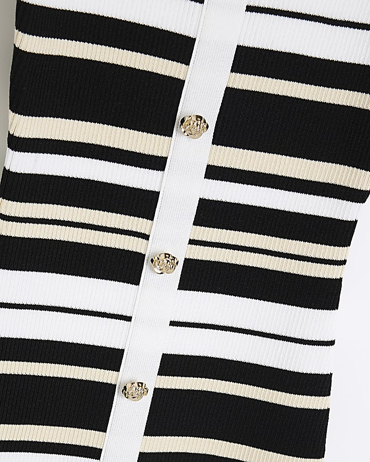 Girls Black Stripe Polo Dress