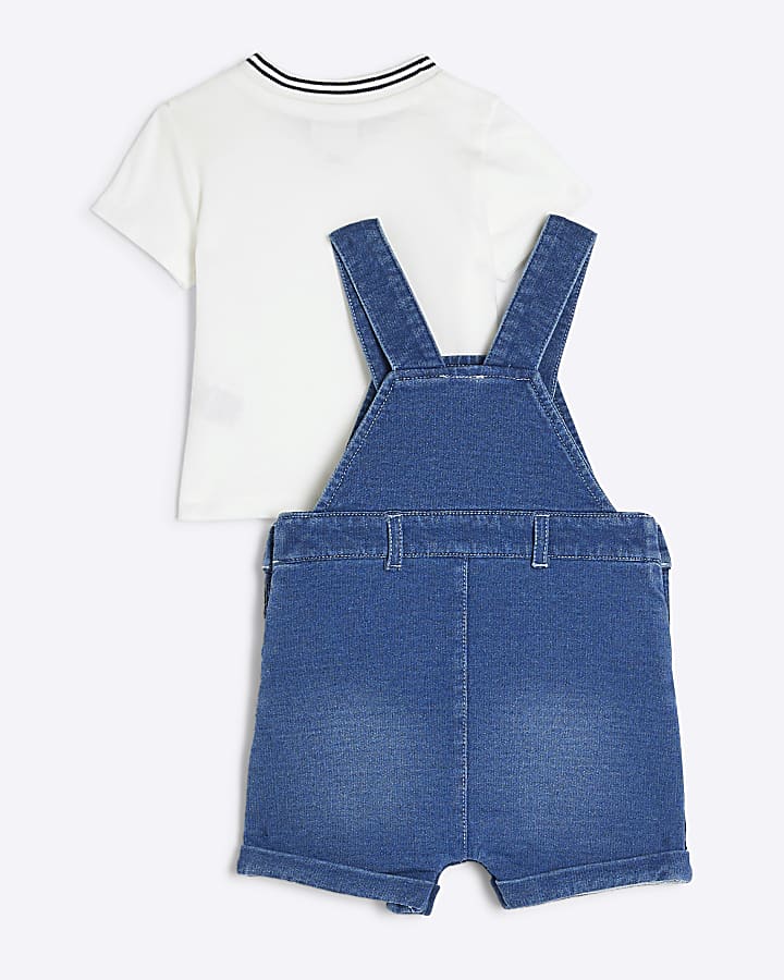 Baby Boy Blue Denim Dungarees & T-shirt Set