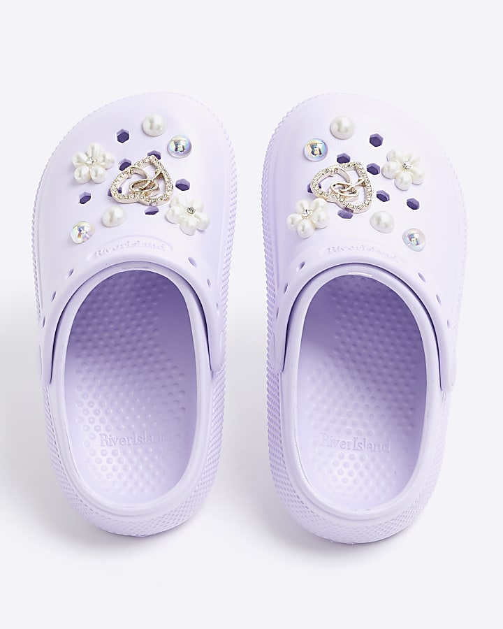 Girls Purple Gem Clogs