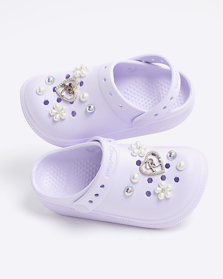 Girls Purple Gem Clogs