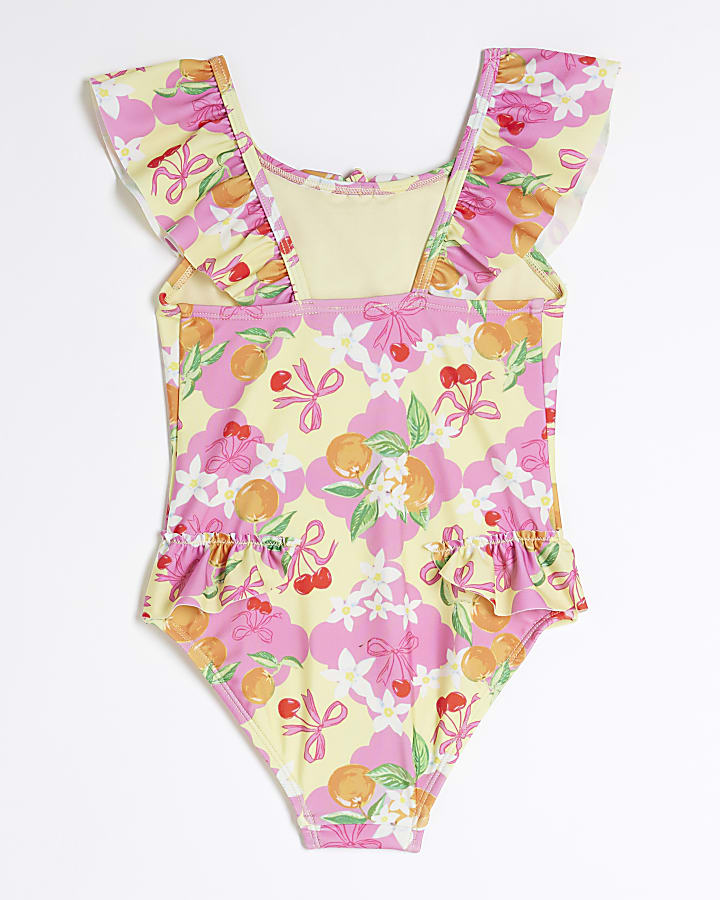 Mini Girl Pink Fruit Print Swimsuit