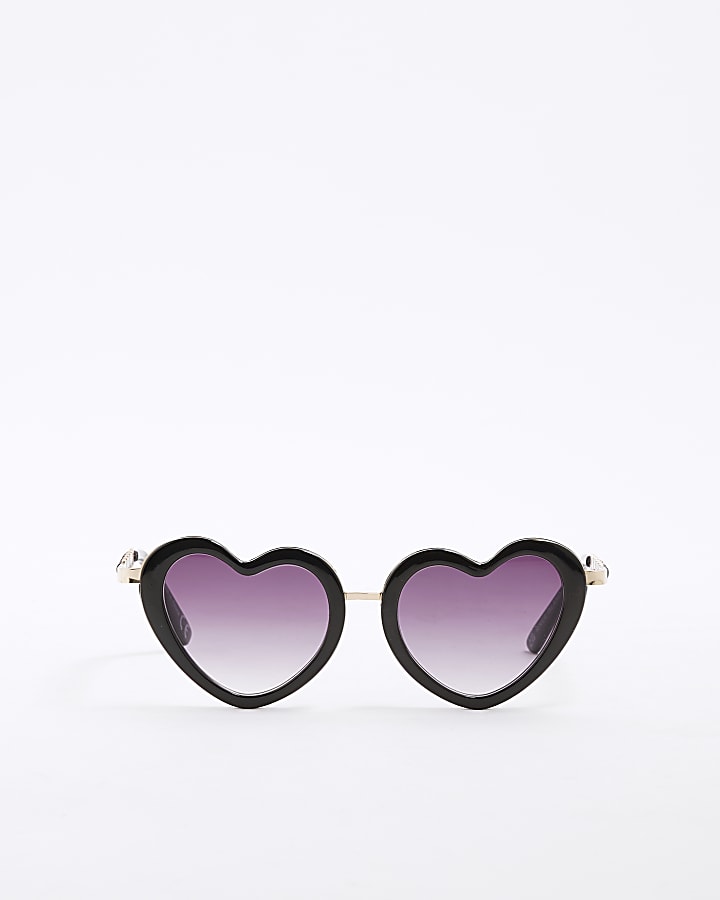 Girls Black Heart And Chain Sunglasses