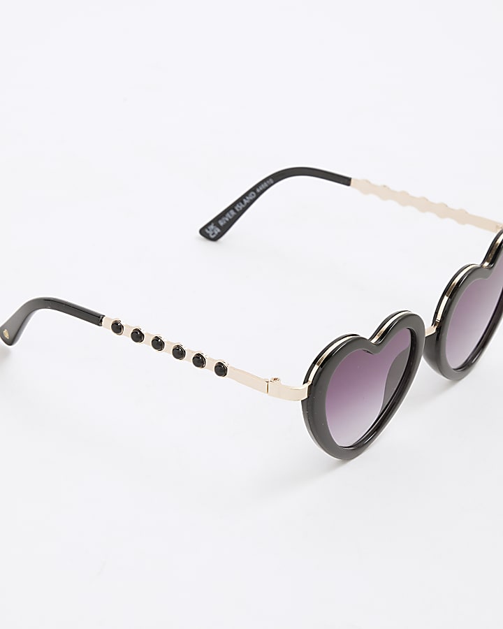 Girls Black Heart And Chain Sunglasses