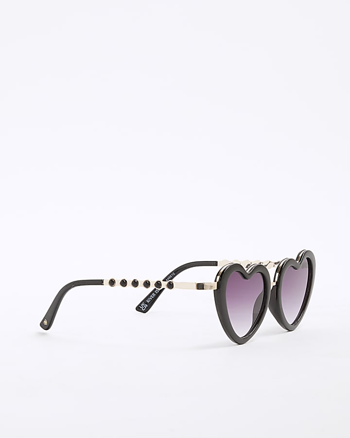 Girls Black Heart And Chain Sunglasses