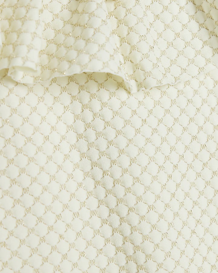 Mini Girls Cream Glitter frilled Swimsuit