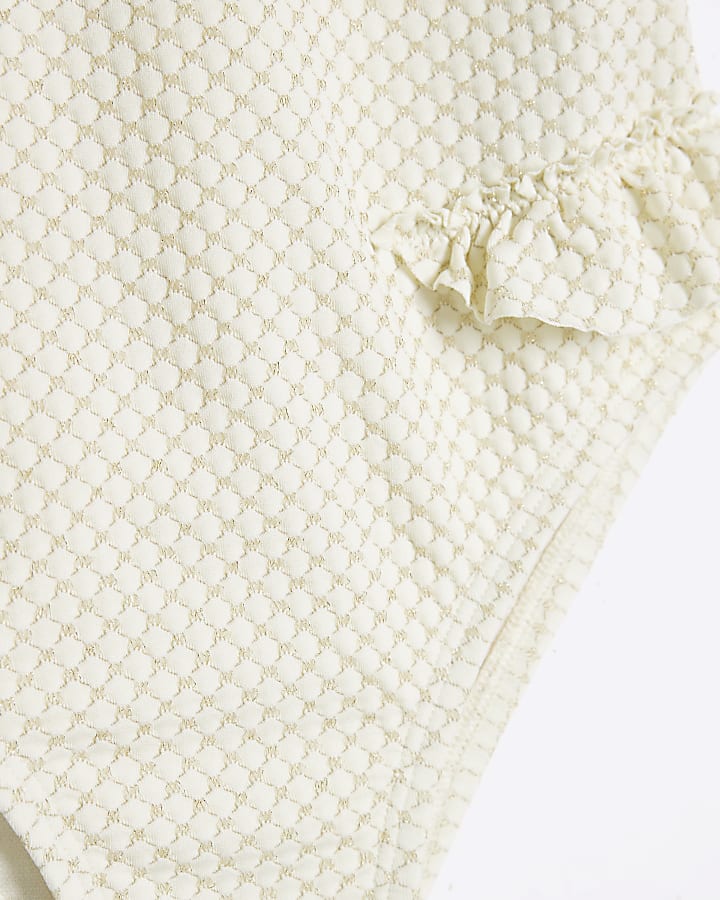 Mini Girls Cream Glitter frilled Swimsuit