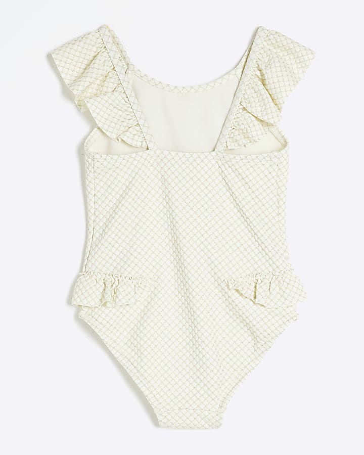 Mini Girls Cream Frilled Charm Swimsuit