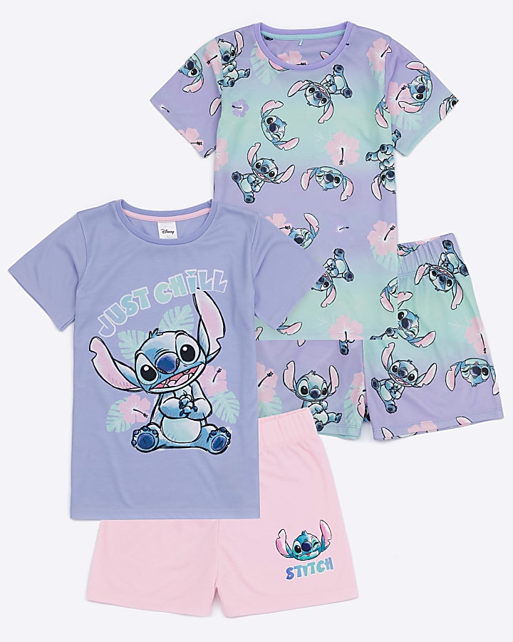 Purple Stitch 2 Pack Pyjama Set