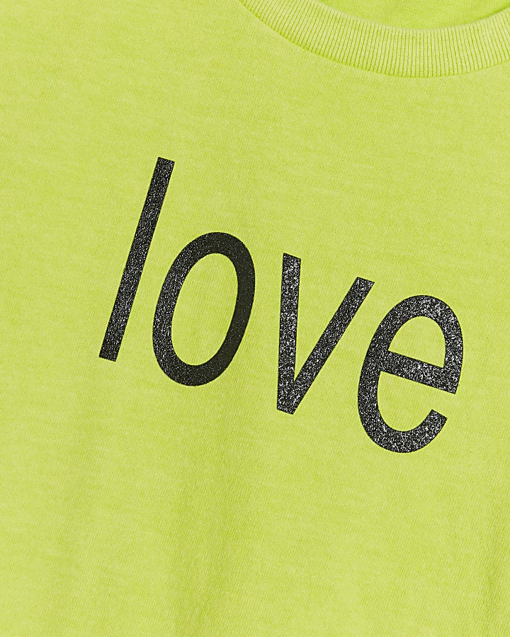 Girls Green Love T-Shirt