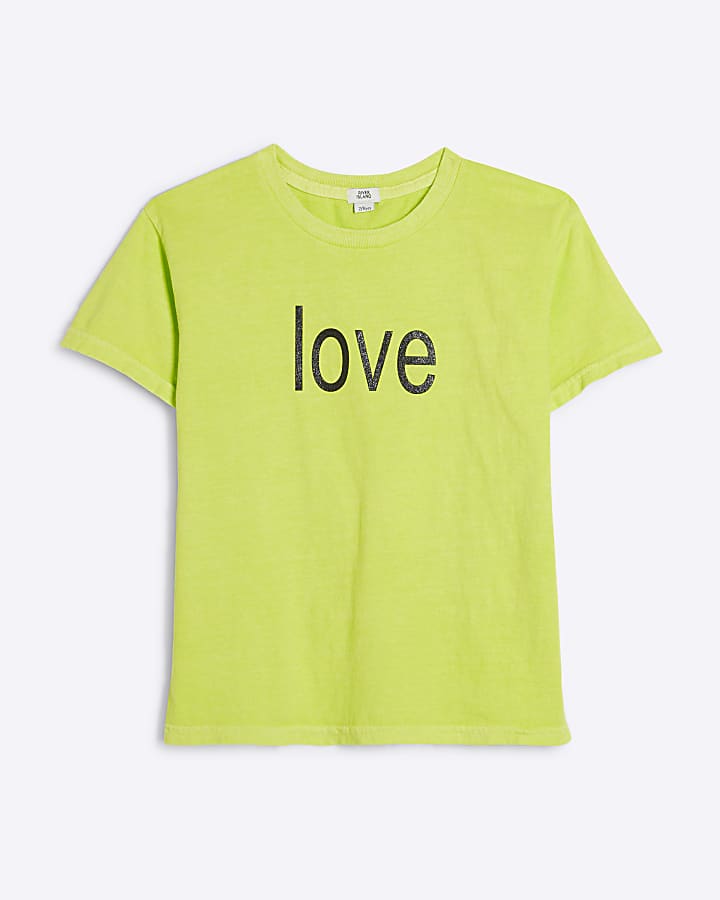 Girls Green Love T-Shirt