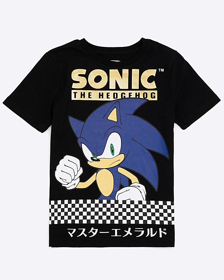 Black Sonic Checkerboard Graphic T-shirt