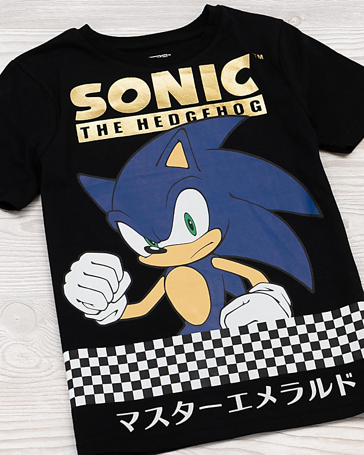 Black Sonic Checkerboard Graphic T-shirt