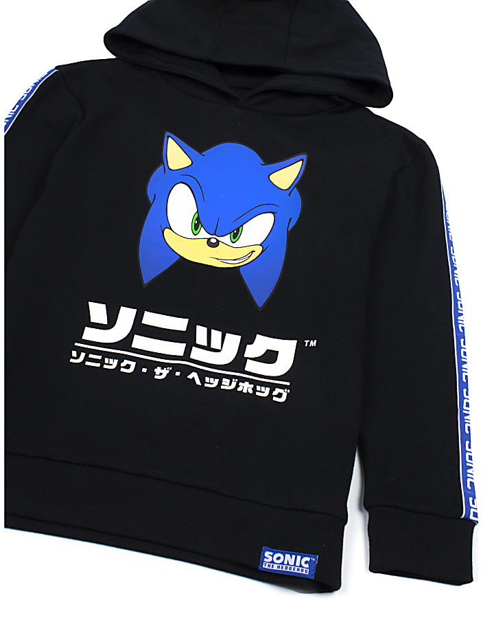 Black Sonic Tape Sleeve Hoodie