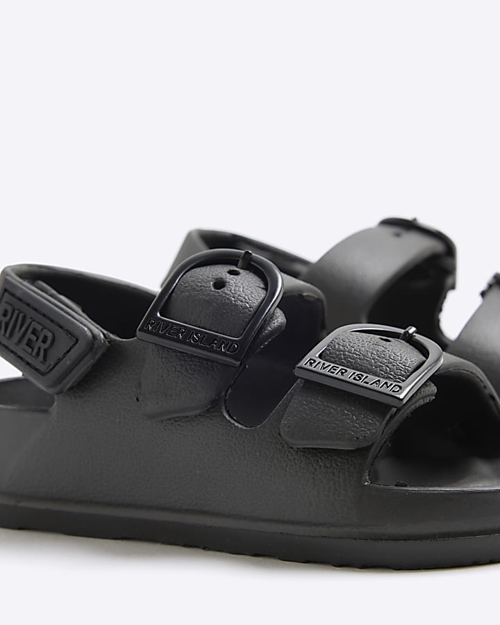 Mini Boys Black Double Strap Sandals