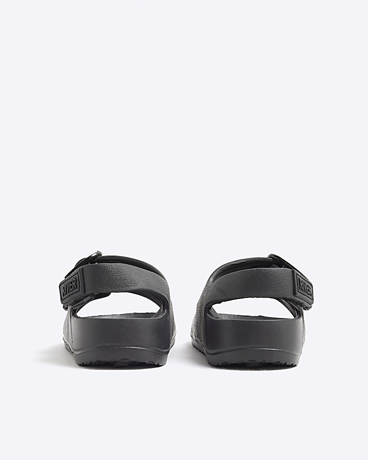 Mini Boys Black Double Strap Sandals