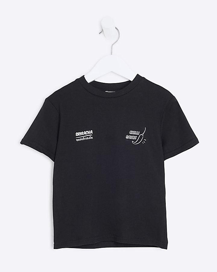 Mini Boys Black Chilli Graphic T-shirt