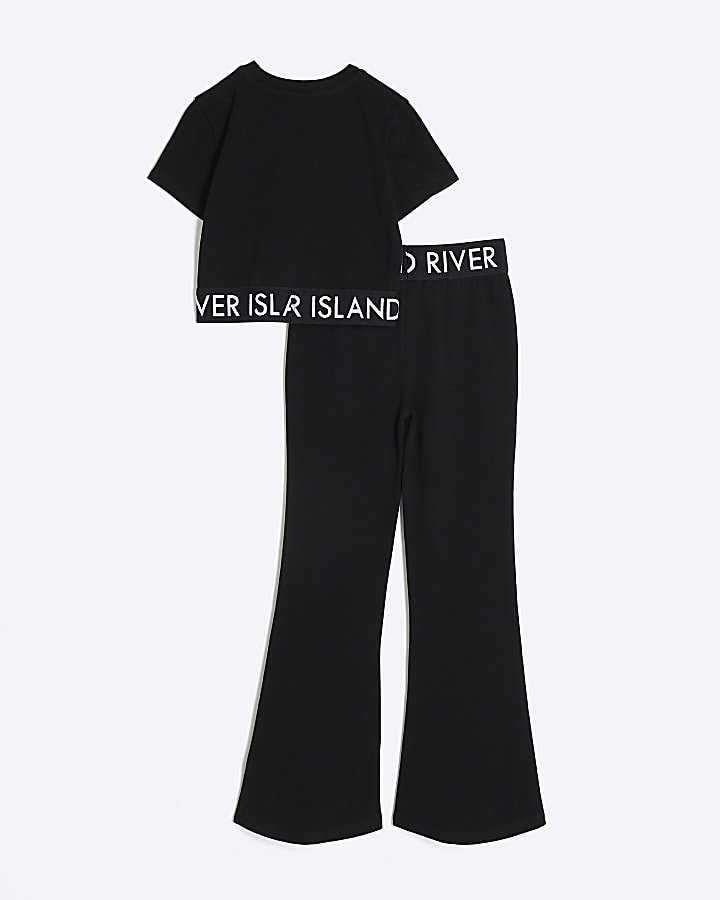 Girls Black Kickflare Trousers Set