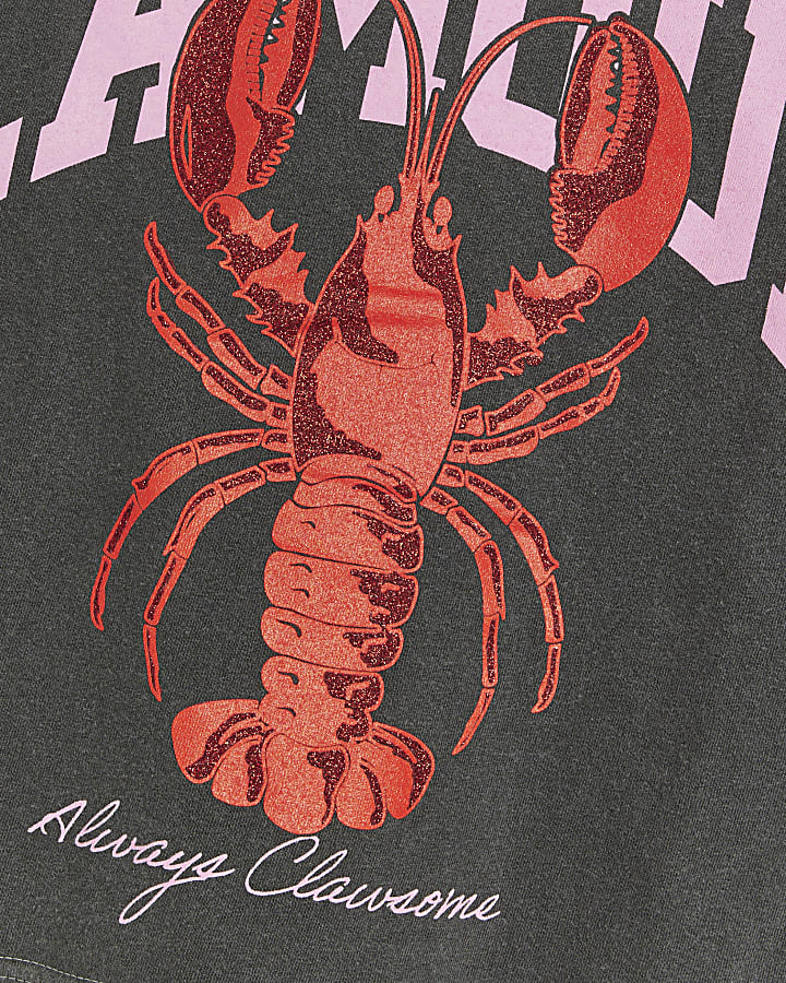 Girls Grey Lamour Lobster Graphic T-Shirt