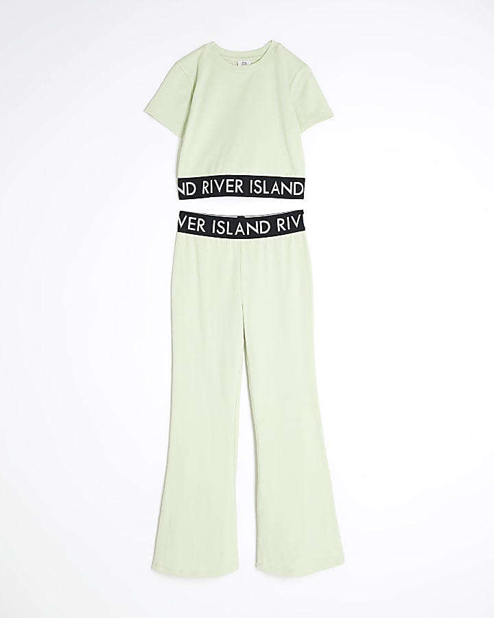 Girls Green Kickflare Trousers Set