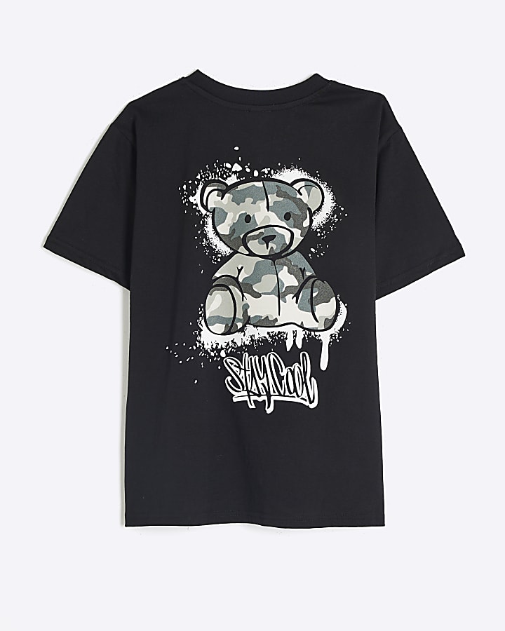 Boys Black Camo Bear T-Shirt