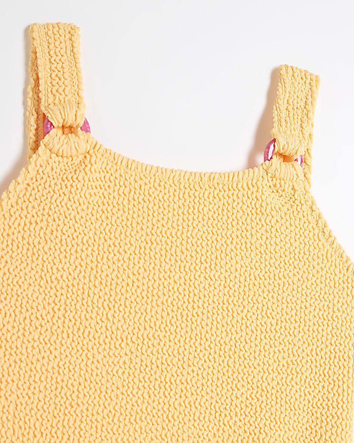 Girls Yellow Pack Of 2 Textured Swimsuits