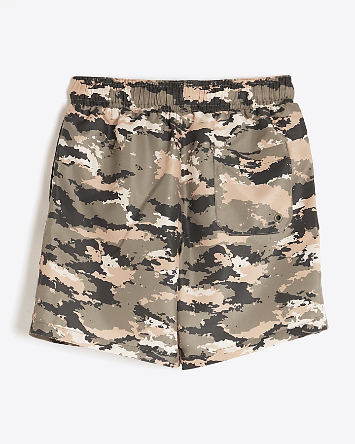 Boys Green Camouflage Swim Shorts