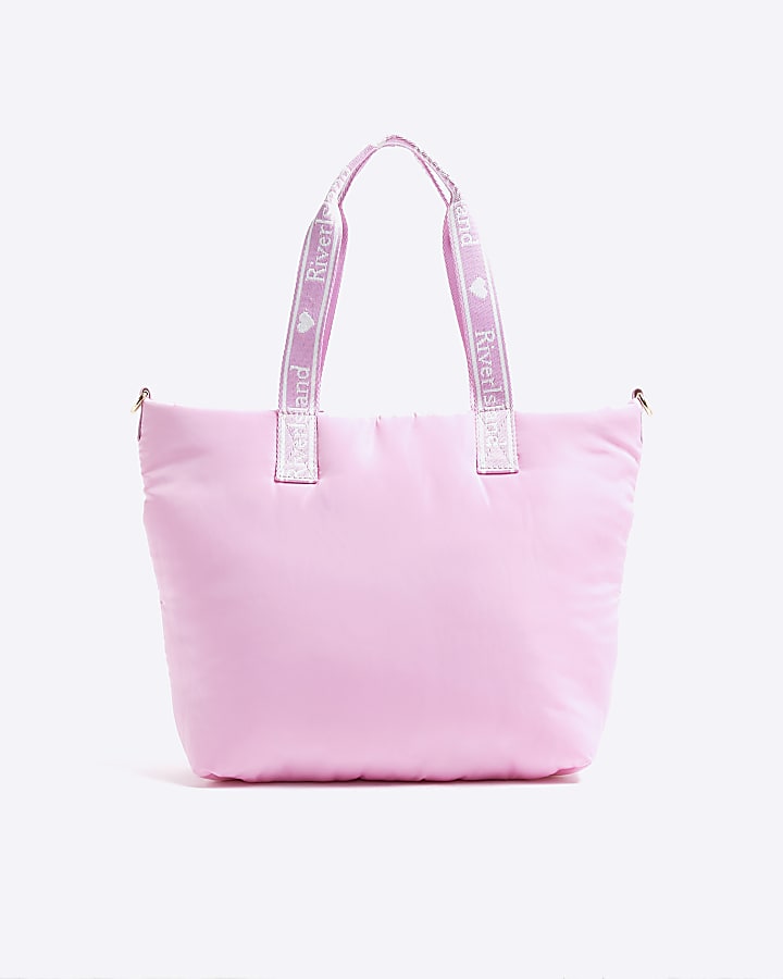 Girls Pink Nylon Padded Shopper Bag