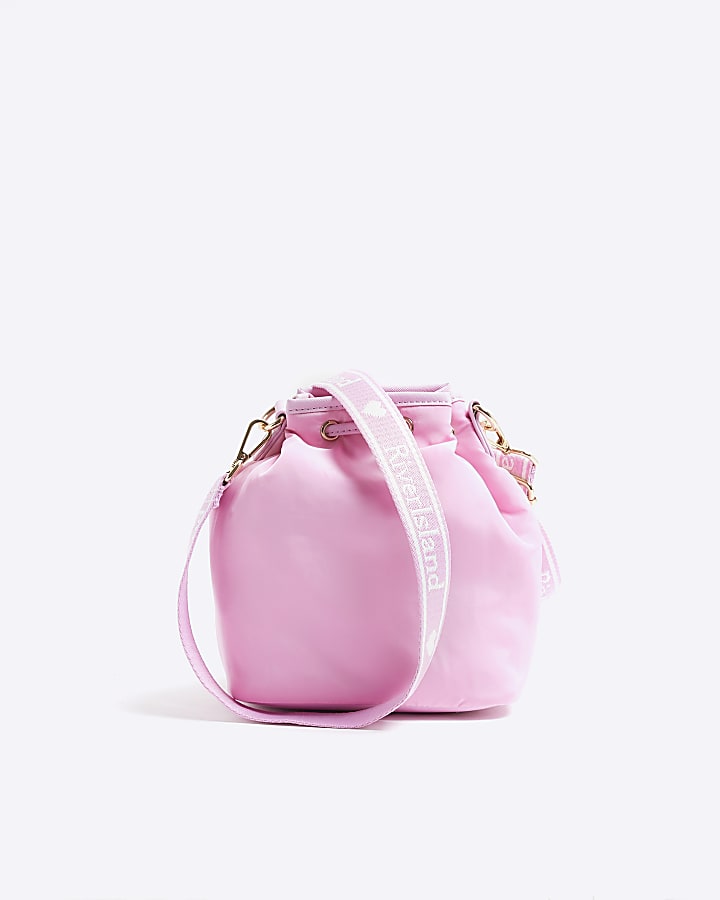 Girls Pink Nylon Bucket Bag