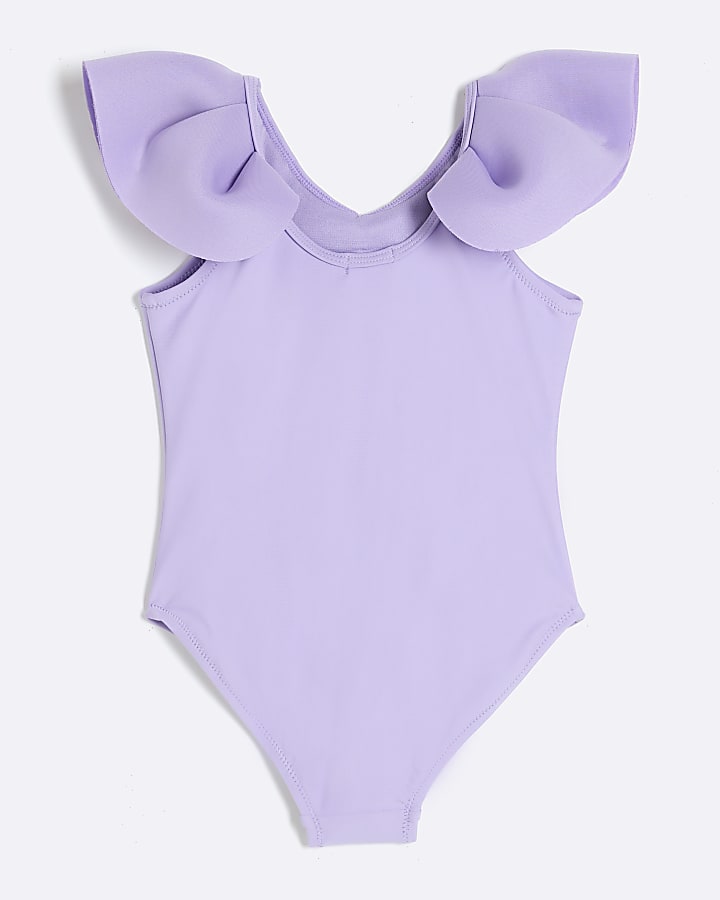 Mini Girls Purple Shell Charm Swimsuit