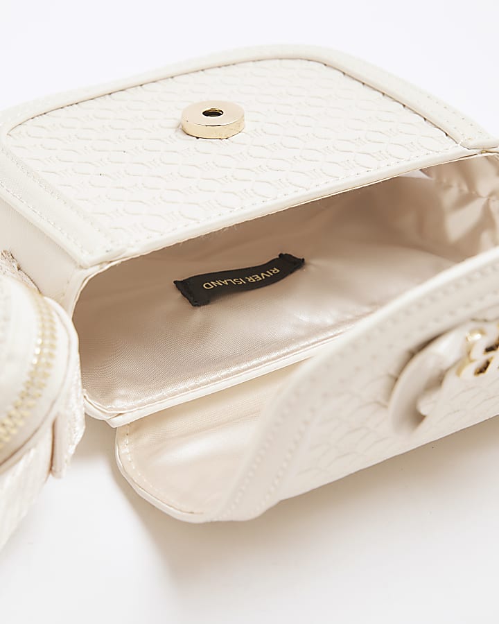 Girls Cream Embossed Cross Body Bag