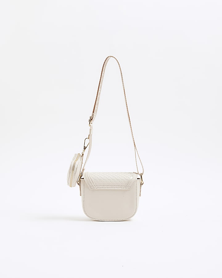 Girls Cream Embossed Cross Body Bag