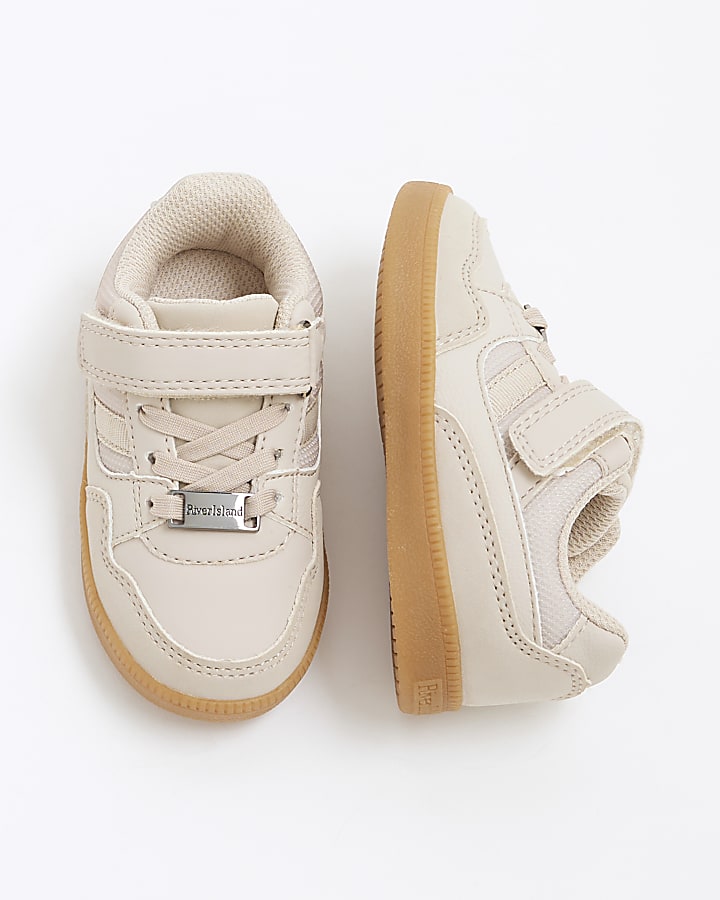 Mini Boys Beige Mesh Trainers