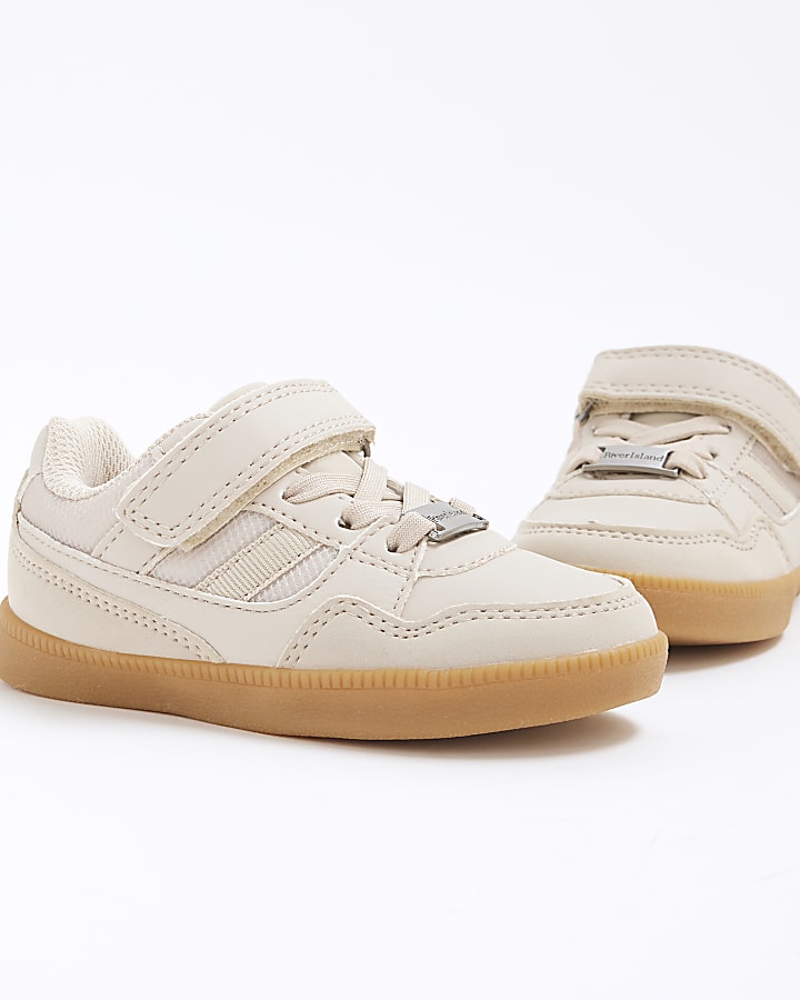 Mini Boys Beige Mesh Trainers