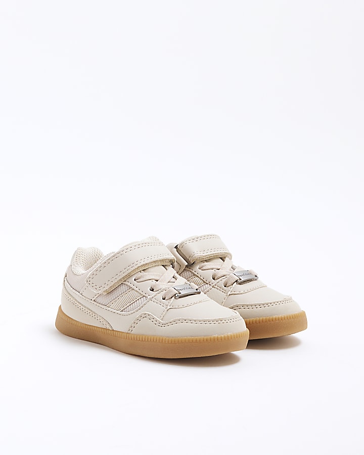 Mini Boys Beige Mesh Trainers