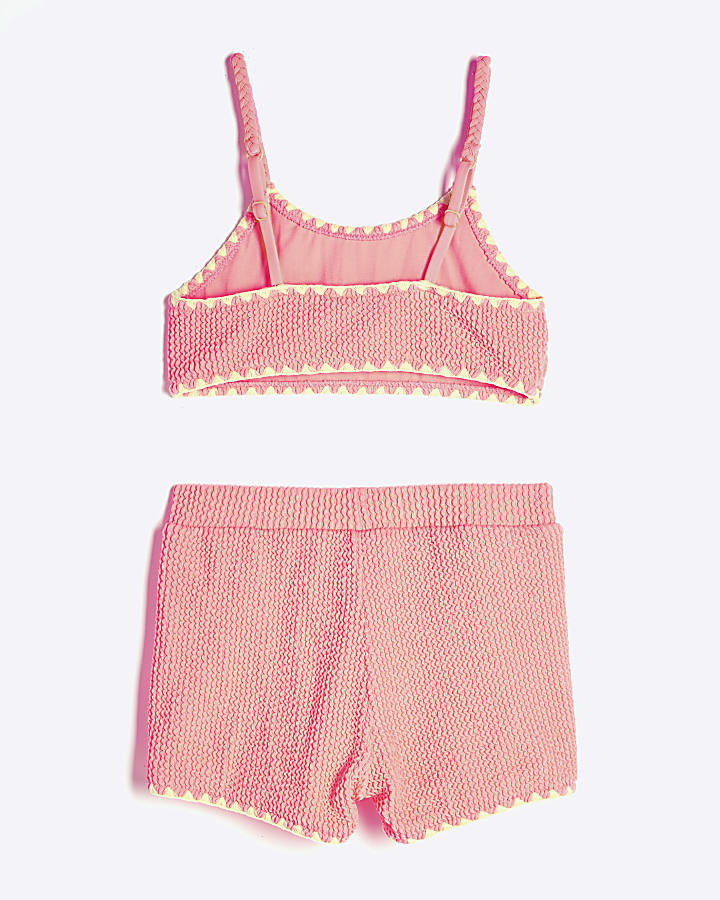 Girls Coral Textured Bikini Set