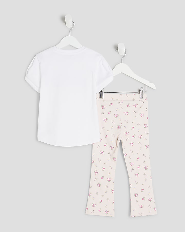 Mini Girls White Floral Cutie T-Shirt Set