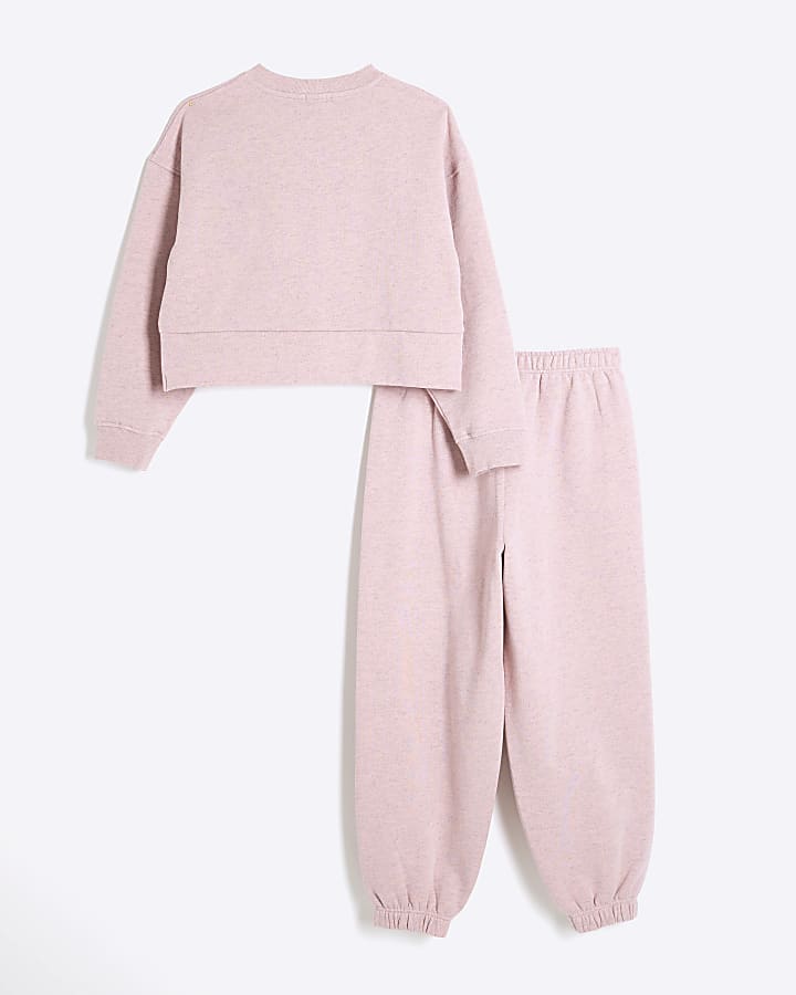 Girls Pink Twist Sweatshirt Set