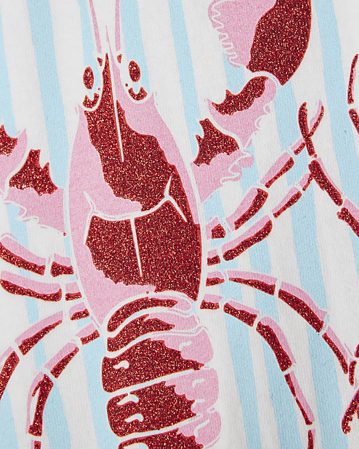 Girls White Lobster Graphic T-shirt