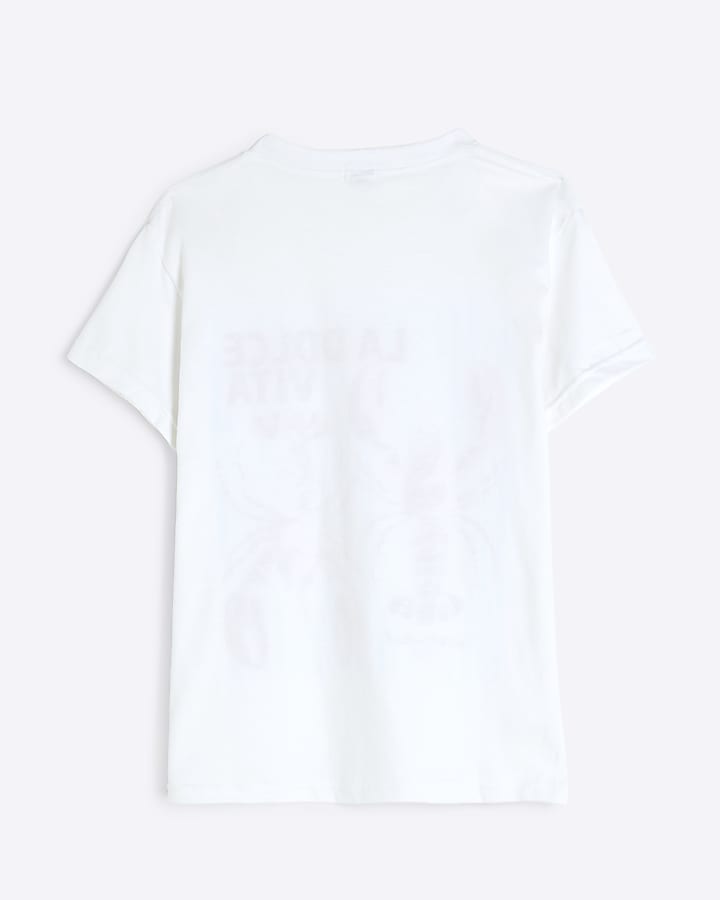 Girls White Lobster Graphic T-shirt