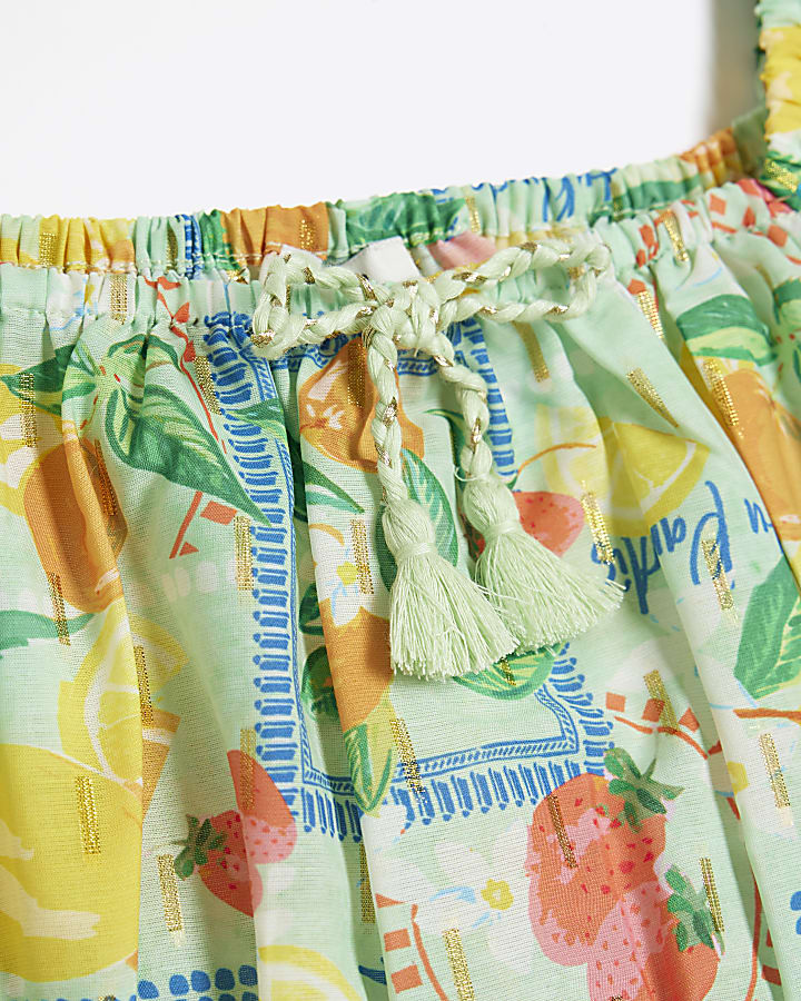 Girls Green Lemon Rara Skirt Set