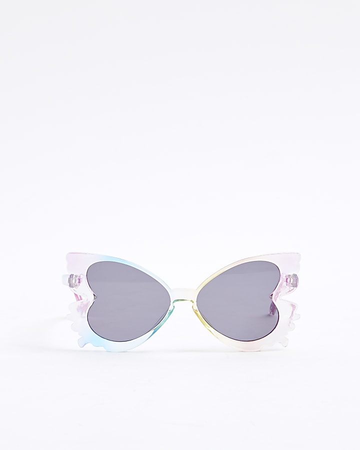 Mini Girls Pink Rainbow Butterfly Sunglasses