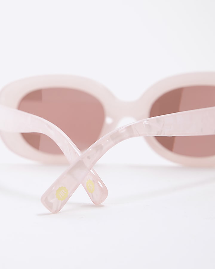 Girls Pink Pearlised Oval Sunglasses