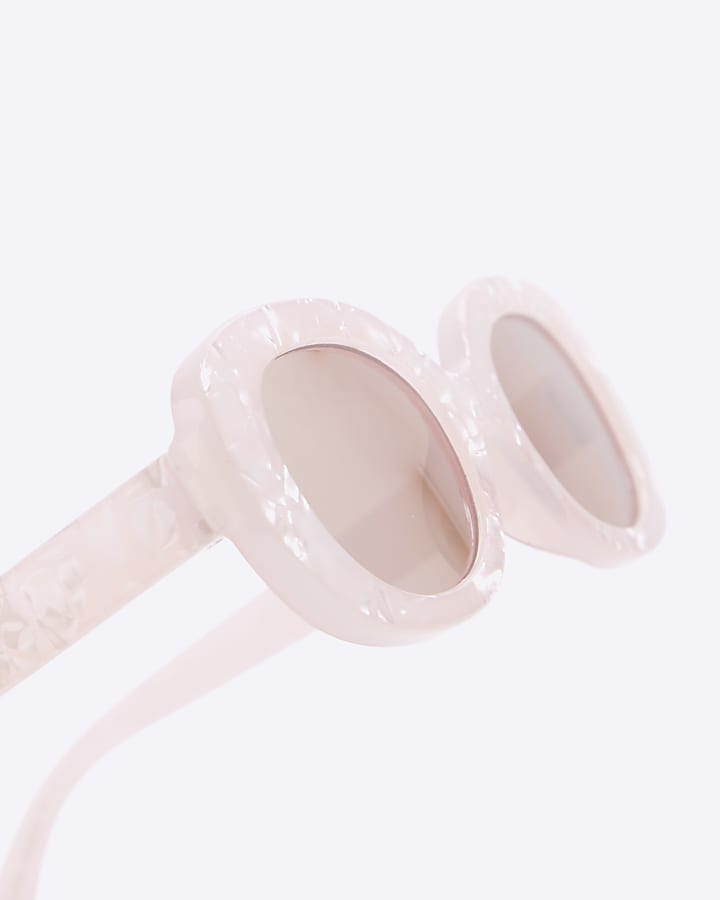 Girls Pink Pearlised Oval Sunglasses